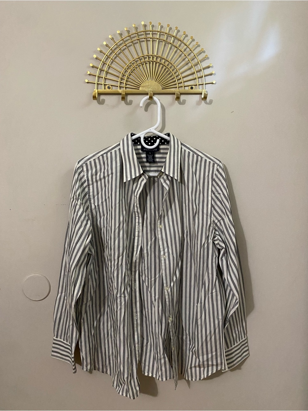 Jones New York 100% Cotton Vertical Stripe Dress Shirt